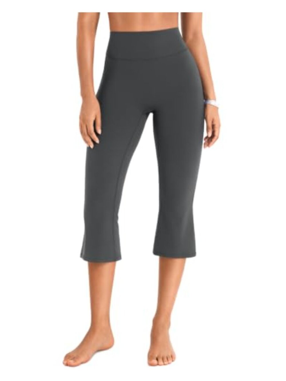 High Waist Capri Flare Leg Yoga Pants Ruched Booty Lifting Tummy Control